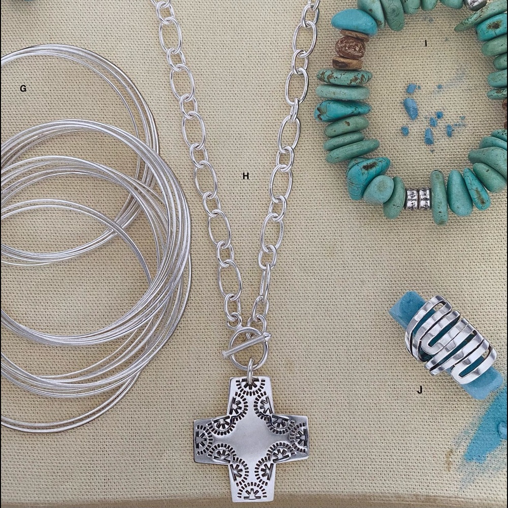 Silpada Retired Cross Necklace and Earring Set
